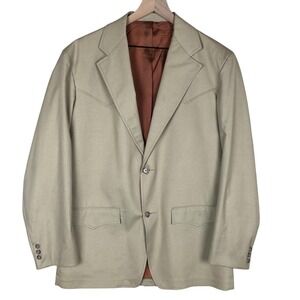 VTG MESQUITE by NIVER Western Jacket Blazer Sz 44L Beige Cotton Twill Lined USA‎